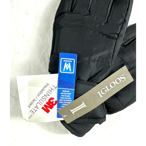 Igloos Waterproof Insulated Winter Snow Gloves Women's Large NWT Black - Picture 3 of 8